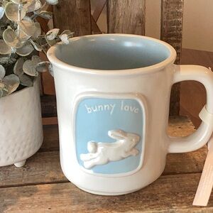 Rae Dunn Easter Bunny Love Blue and White Mug